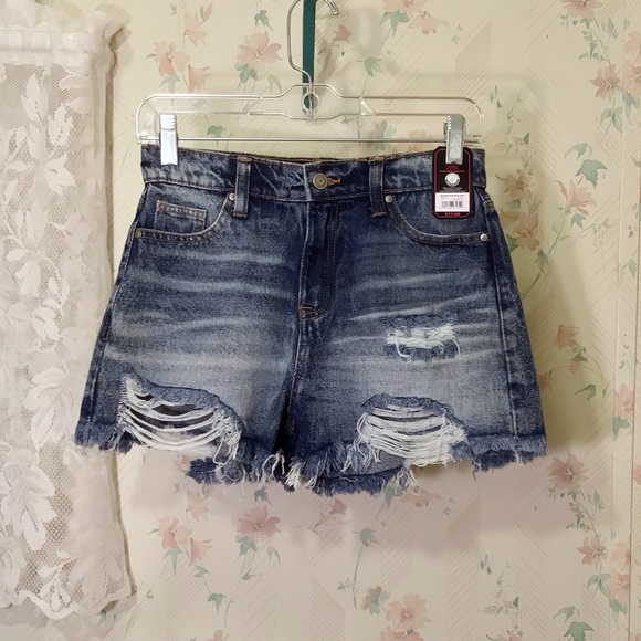 No Boundaries Pants - No Boundaries Blue Destructed Jeans Shorts